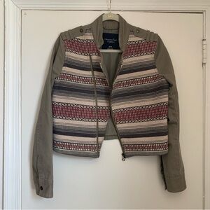 American Eagle Patterned Military-Style Jacket Size Medium